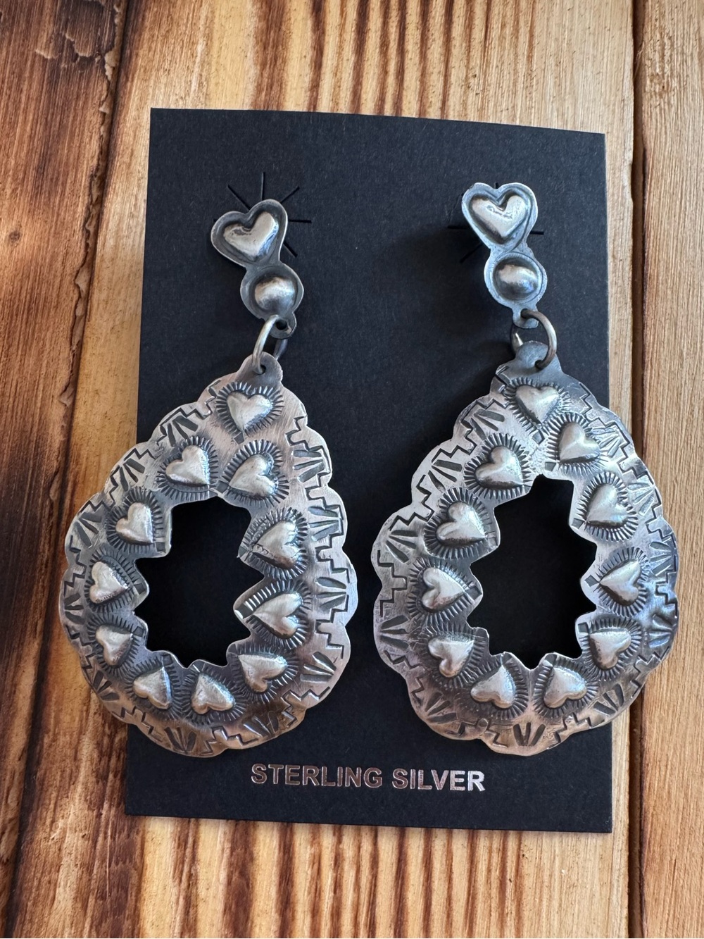 Gabriel Yazzie Sterling Heart Teardrop Earrings